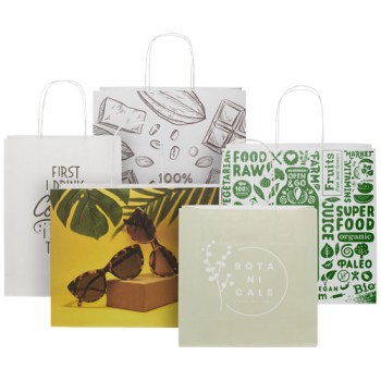 Shopper in carta kraft da 120g/m2 con manici intrecciati - piccolo Gadget.it