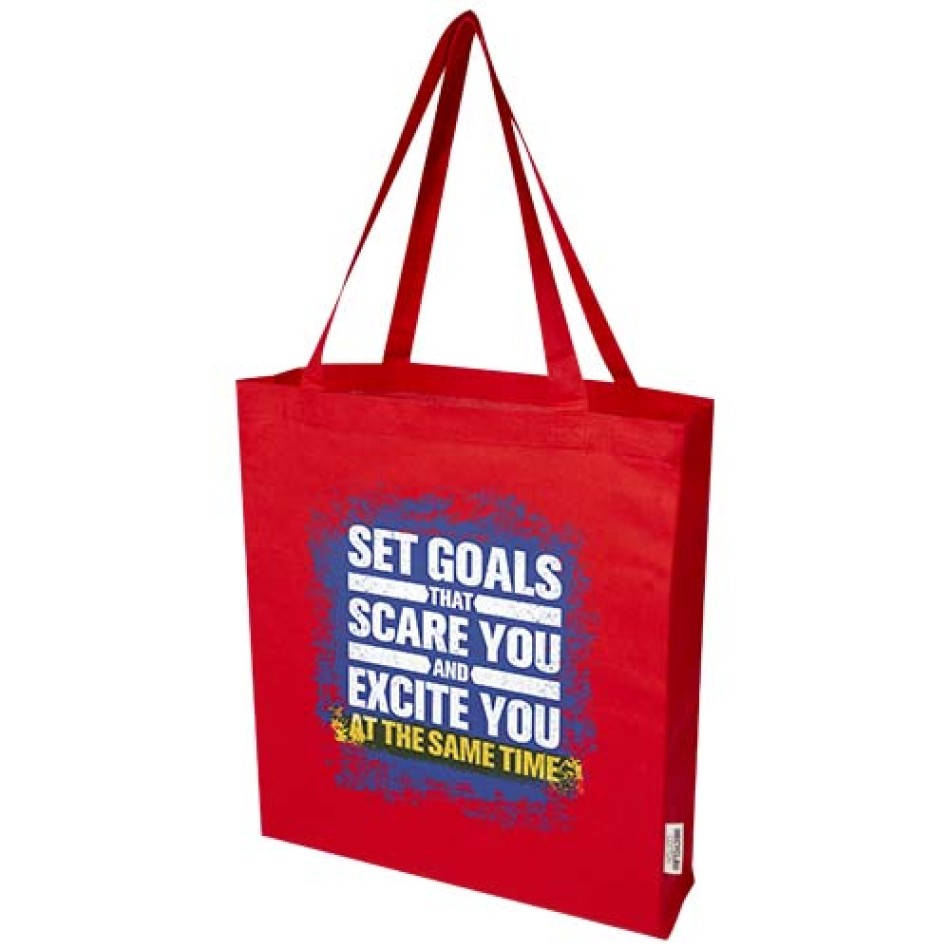 Tote bag a soffietto in cotone riciclato certificato GRS da 140 g/m² Madras Gadget.it