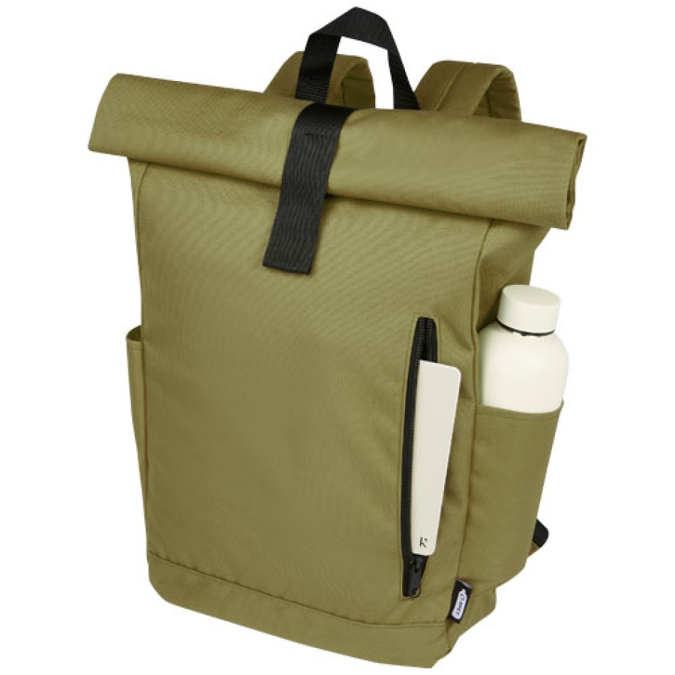 Zaino con chiusura arrotolabile per portatile da 15,6" in PET riciclato certificato GRS Byron 18L Gadget.it