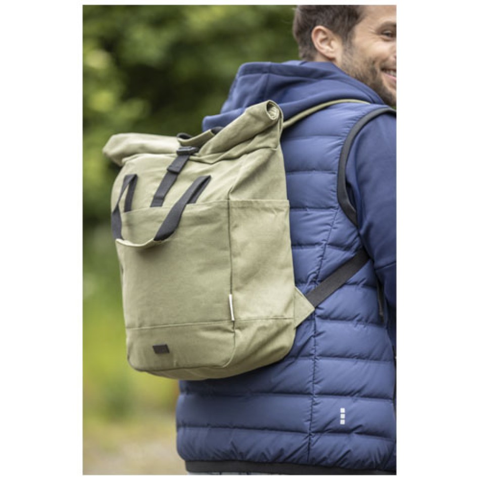 Zaino rolltop per portatile da 15" in canvas riciclato certificato GRS Joey - 15L Gadget.it