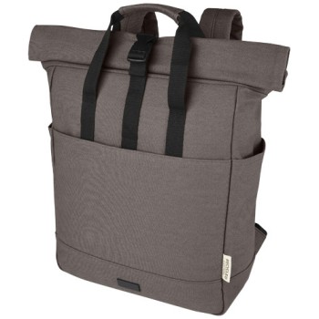 Zaino rolltop per portatile da 15" in canvas riciclato certificato GRS Joey - 15L Gadget.it