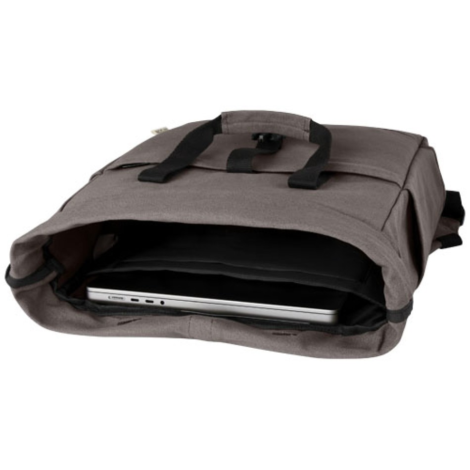 Zaino rolltop per portatile da 15" in canvas riciclato certificato GRS Joey - 15L Gadget.it