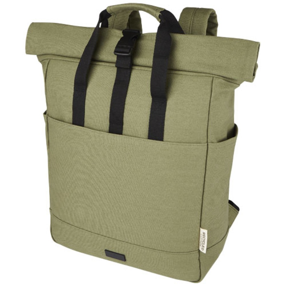 Zaino rolltop per portatile da 15" in canvas riciclato certificato GRS Joey - 15L Gadget.it